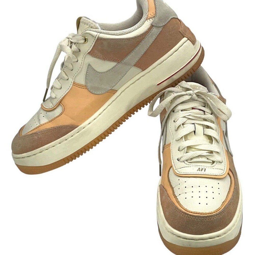 Nike Air Force 1 Shadow Beige Peach Tan Men’s Size 9.5 Sneakers - Picture 6 of 7